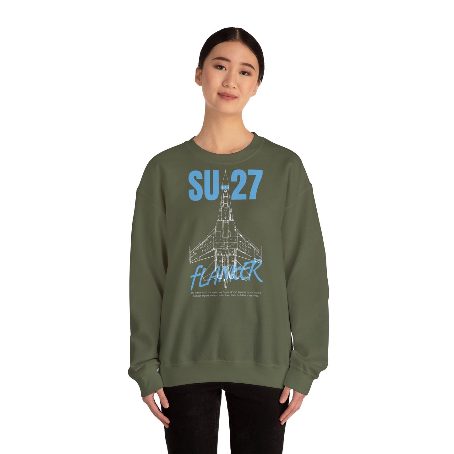 SU-27, sudadera unisex con cuello redondo